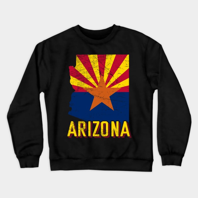 Arizona Flag Map Crewneck Sweatshirt by Mila46